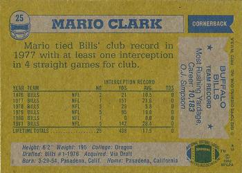 1982 Topps #25 Mario Clark Back