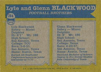 1982 Topps #264 Lyle Blackwood / Glenn Blackwood Back