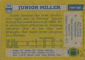 1982 Topps #288 Junior Miller Back