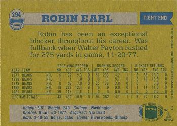 1982 Topps #294 Robin Earl Back