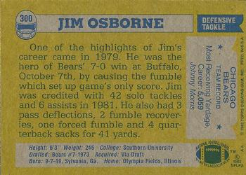1982 Topps #300 Jim Osborne Back