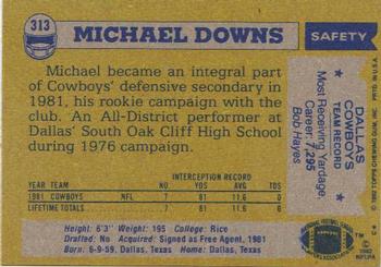 1982 Topps #313 Michael Downs Back