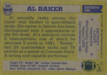 1982 Topps #335 Al Baker Back