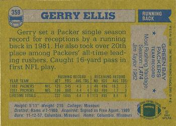 1982 Topps #359 Gerry Ellis Back