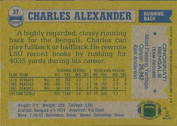 1982 Topps #37 Charles Alexander Back