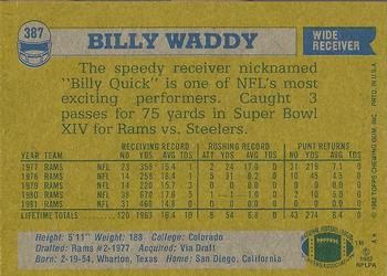 1982 Topps #387 Billy Waddy Back