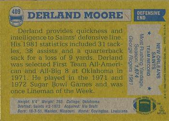 1982 Topps #409 Derland Moore Back