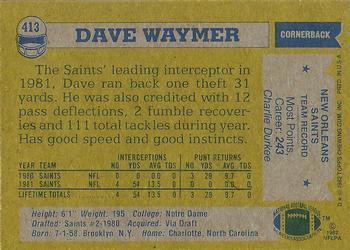 1982 Topps #413 Dave Waymer Back
