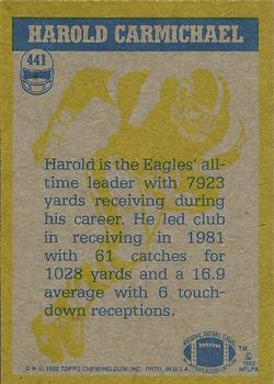1982 Topps #441 Harold Carmichael Back