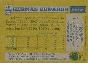 1982 Topps #442 Herman Edwards Back