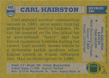1982 Topps #445 Carl Hairston Back