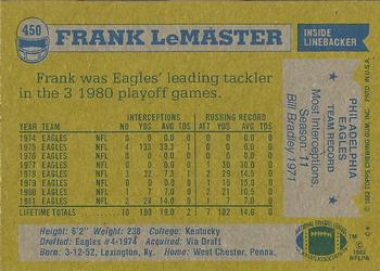 1982 Topps #450 Frank LeMaster Back