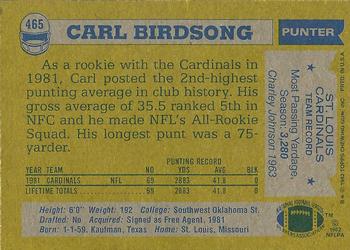 1982 Topps #465 Carl Birdsong Back