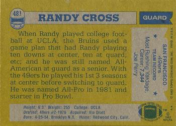 1982 Topps #481 Randy Cross Back