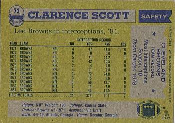1982 Topps #73 Clarence Scott Back