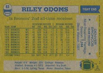 1982 Topps #83 Riley Odoms Back