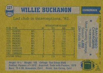 1982 Topps #227 Willie Buchanon Back
