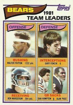1982 Topps #292 Walter Payton / Gary Fencik / Ken Margerum / Dan Hampton / Alan Page Front