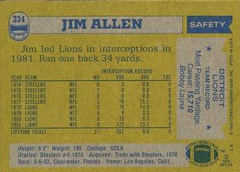 1982 Topps #334 Jim Allen Back