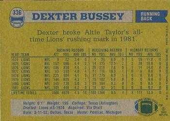 1982 Topps #336 Dexter Bussey Back