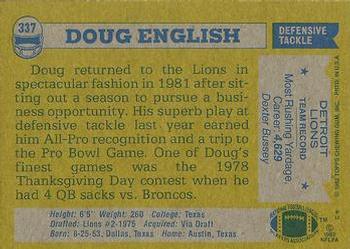 1982 Topps #337 Doug English Back