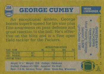 1982 Topps #356 George Cumby Back