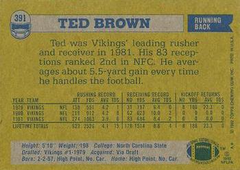 1982 Topps #391 Ted Brown Back