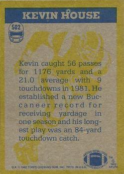 1982 Topps #502 Kevin House Back