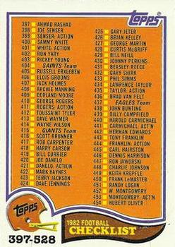 1982 Topps #528 Checklist: 397-528 Front