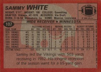 1983 Topps #107 Sammy White Back