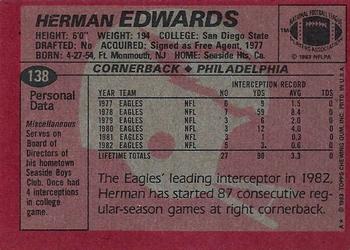 1983 Topps #138 Herman Edwards Back