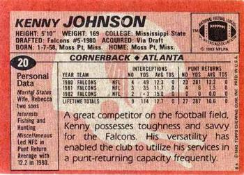 1983 Topps #20 Kenny Johnson Back