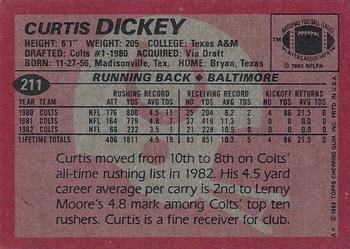 1983 Topps #211 Curtis Dickey Back