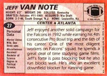 1983 Topps #27 Jeff Van Note Back