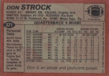 1983 Topps #321 Don Strock Back