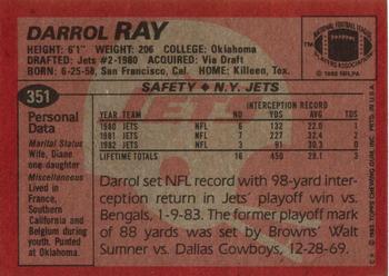 1983 Topps #351 Darrol Ray Back