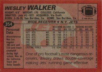 1983 Topps #354 Wesley Walker Back