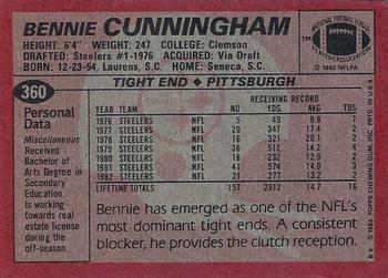 1983 Topps #360 Bennie Cunningham Back