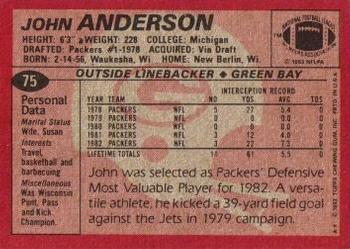 1983 Topps #75 John Anderson Back
