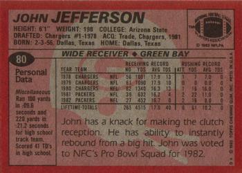 1983 Topps #80 John Jefferson Back