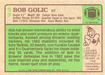 1984 Topps #53 Bob Golic Back