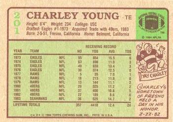 1984 Topps #201 Charle Young Back