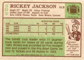 1984 Topps #303 Rickey Jackson Back
