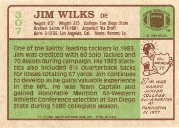 1984 Topps #307 Jim Wilks Back