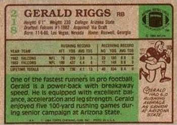 1984 Topps #218 Gerald Riggs Back