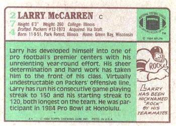 1984 Topps #274 Larry McCarren Back