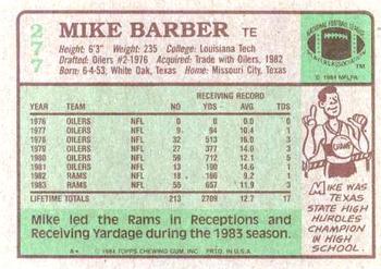 1984 Topps #277 Mike Barber Back