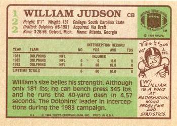 1984 Topps #122 William Judson Back