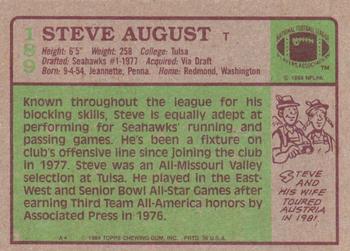 1984 Topps #189 Steve August Back
