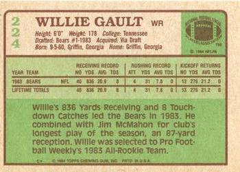 1984 Topps #224 Willie Gault Back